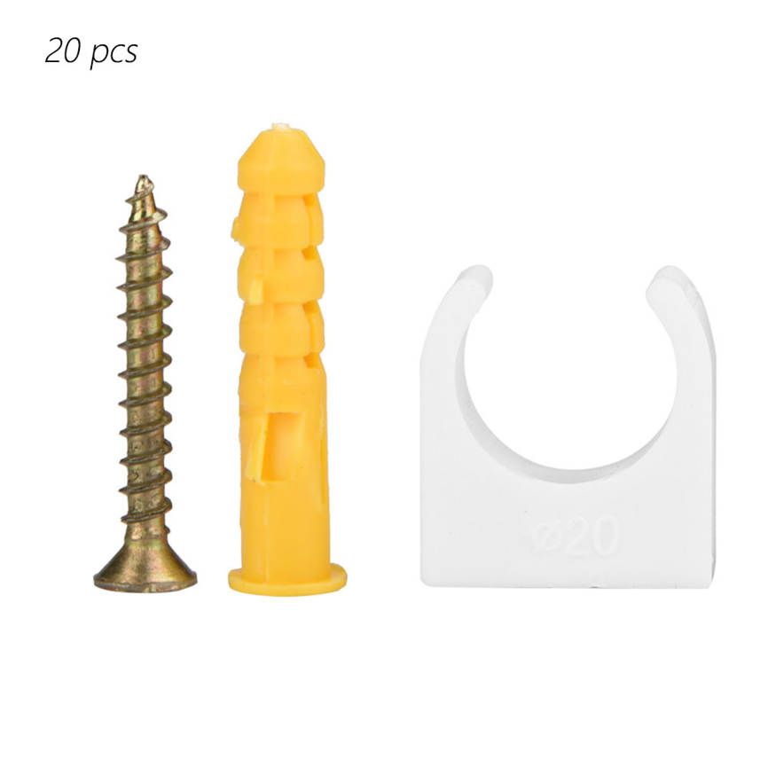 Water Pipe Clamp 20pcs 16/20/25/32mm U Shaped Fixed Clips with Screws