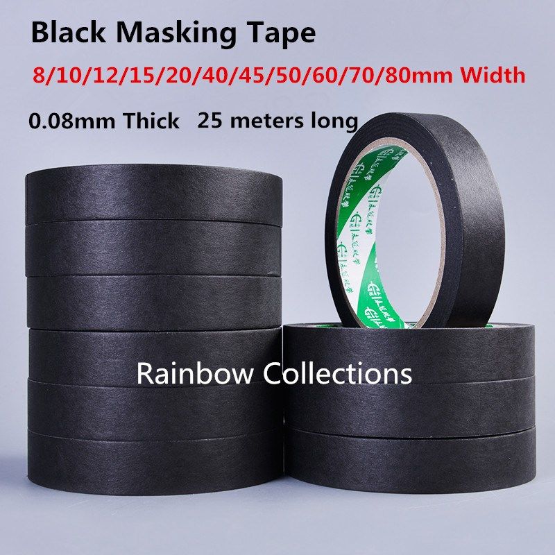 8-80mm Width 0.08mm Thick 25M Black ing Tape Color ing Paper ing Drawing ing Paper Ripped Paper Tape