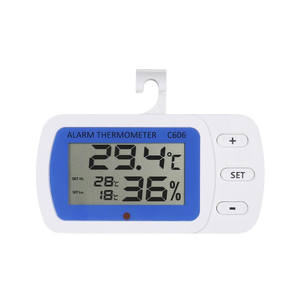 LCD Digital Display Ther-mo-meter Hygrometer High/Low Temperature Alarm Humidity Temperature Meter °C/°F Switchable