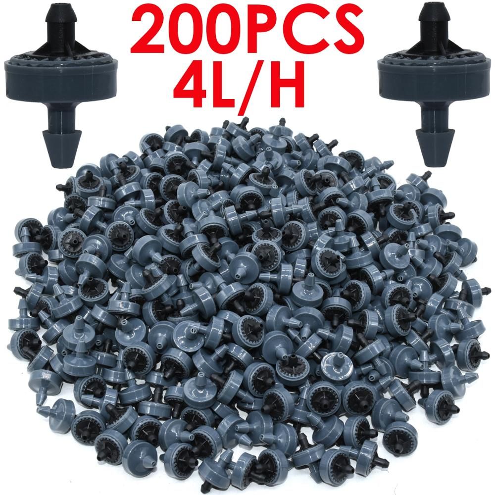 200PCS 2L 4L 8L/H Pressure Compensating Drip Irrigation Emitter Dripper Garden Watering 4/7MM 1/4INCH PE Hose Greenhouse