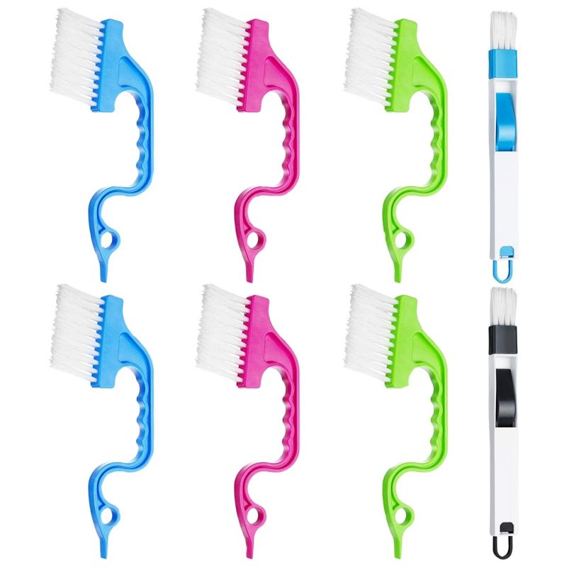 8 Pcs Hand-Held Groove Space Cleaning Tools Window Track Cleaning Brushes Window Track Cleaning Brushes for Window