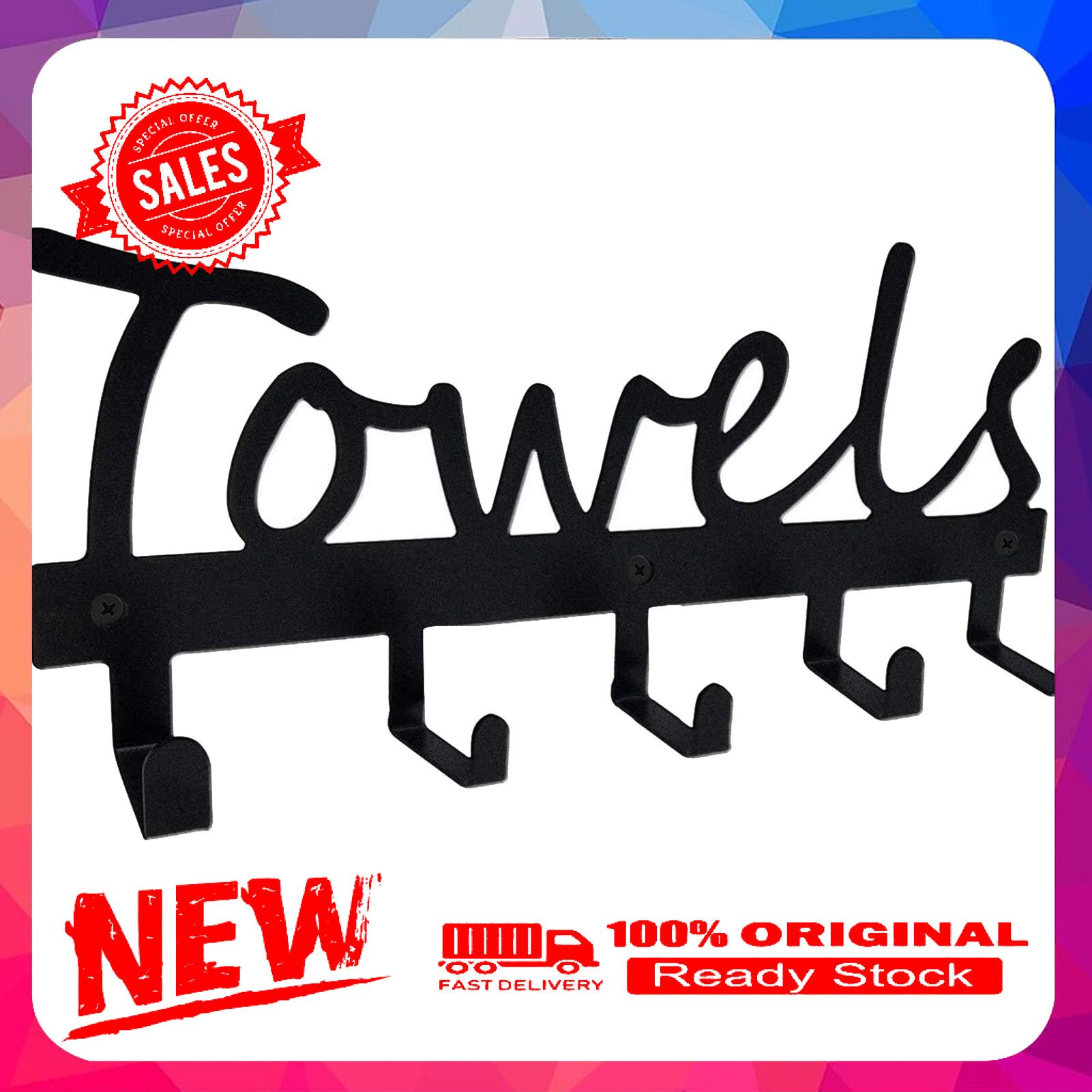 Hook Letter Pattern Clothing Storage Rack Iron Robes Towel Holder for Bathroom