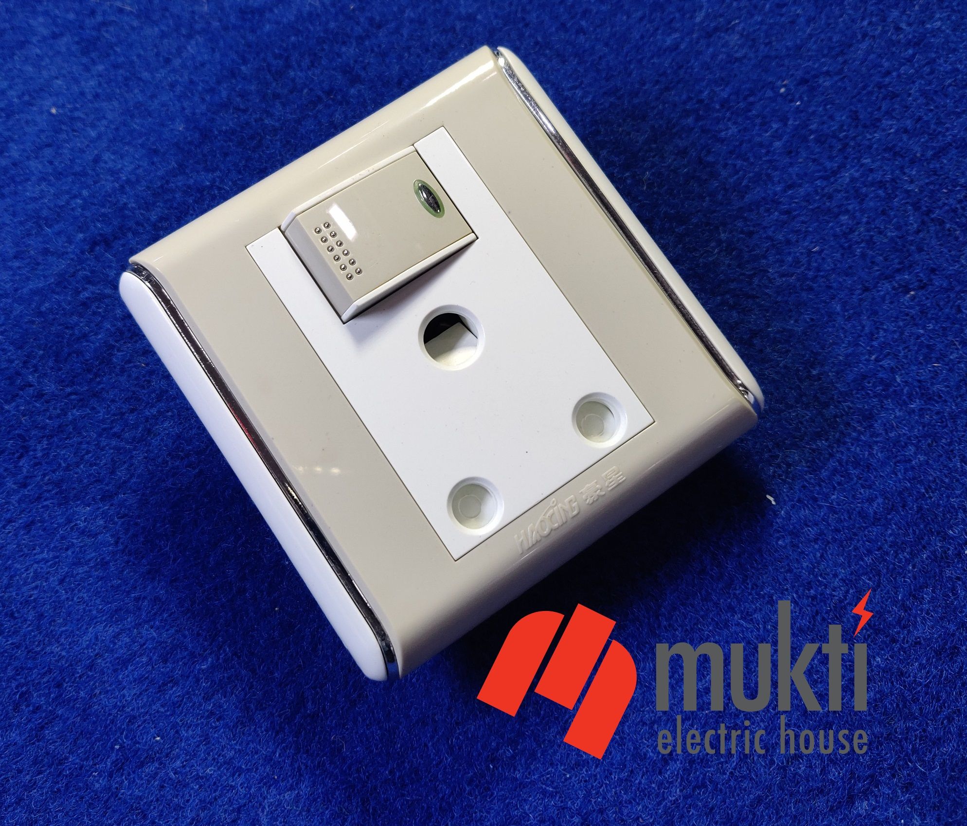 HAOCING 15A Three Pin Round AC Socket with Switch A/C 3