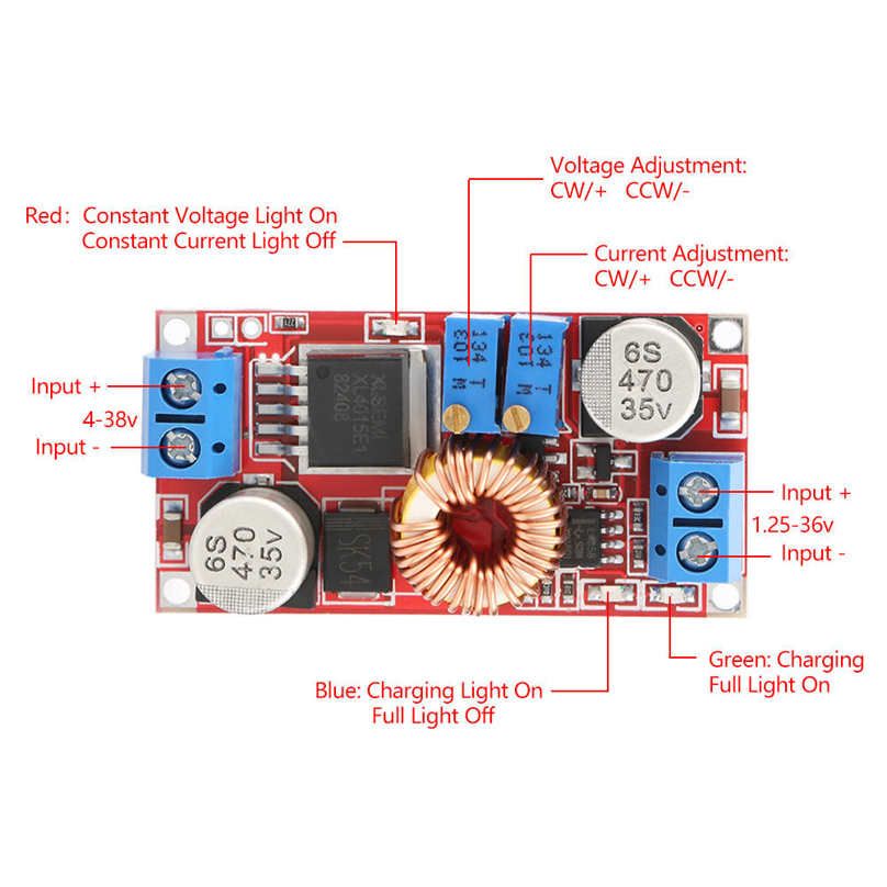 Buck controller power board LED down Regulator module Lithium ion charge 5A 75W