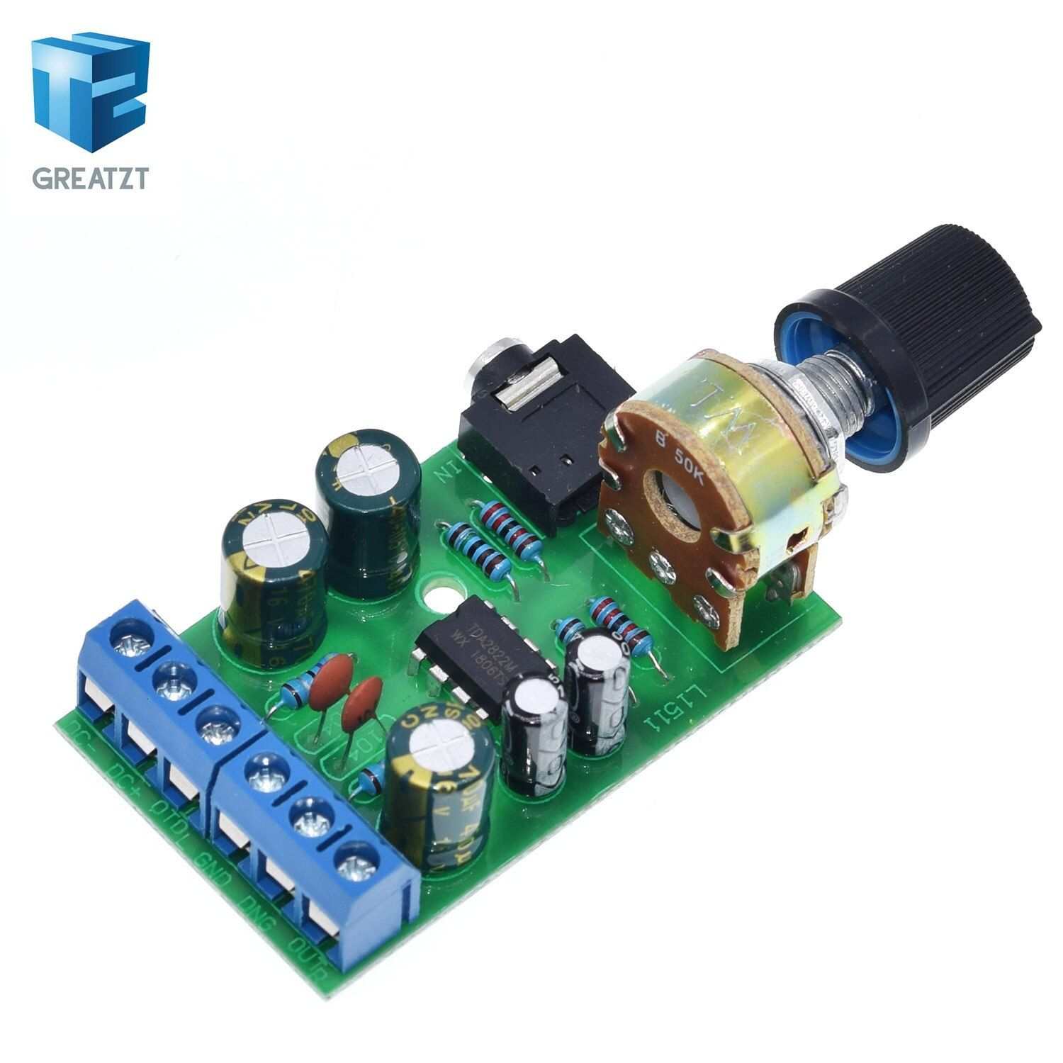 GREATZT Mini DC 3.7~12V 5V TDA2822M 2.0-CH Stereo Audio Power Amplifier Board 3.5mm AUX