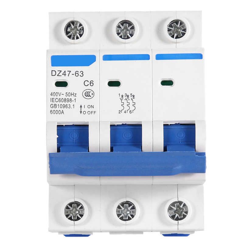 400V 6/10/16/20A 3 Pole Miniature Circuit Breaker MCB Safety DZ47-63