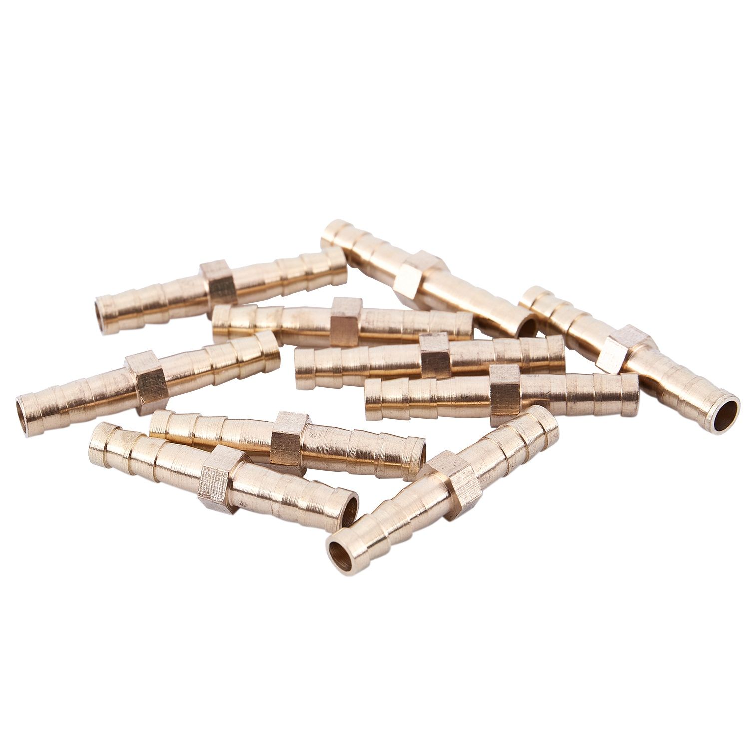 Practical product 10 pieces brass 6 mm straight for hose quick coupling, Golden