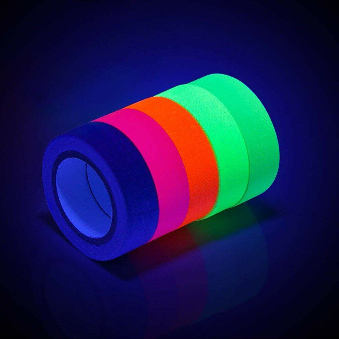 6 Rolls UV Fluorescent Cotton Tape For Home Party Decoration Blacklight Reactive Glow In The Dark Tape Neon Cloth Tape