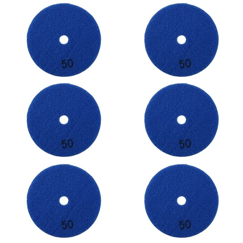 6 Pcs 4 Inch /100 Mm Grit 50 Diamond Dry Polishing Pad Granite Marble Flexible Resin Sanding Disc Ceramic Stone Polisher Disc