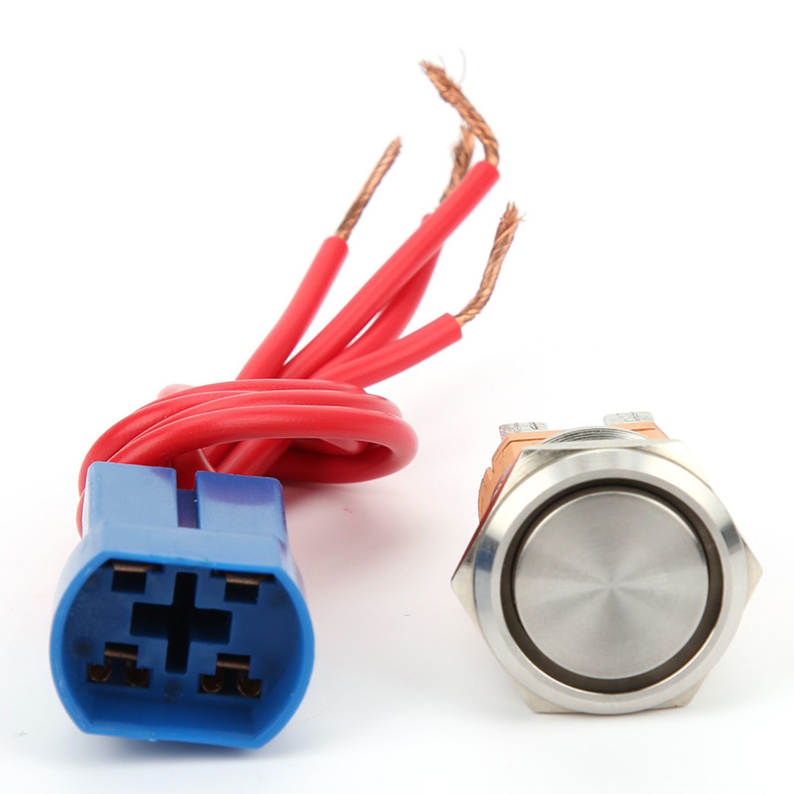 Pushbutton Switches 22mm AC250V 20A Push Button Switch Flat Head Metal with 4Pin Socket