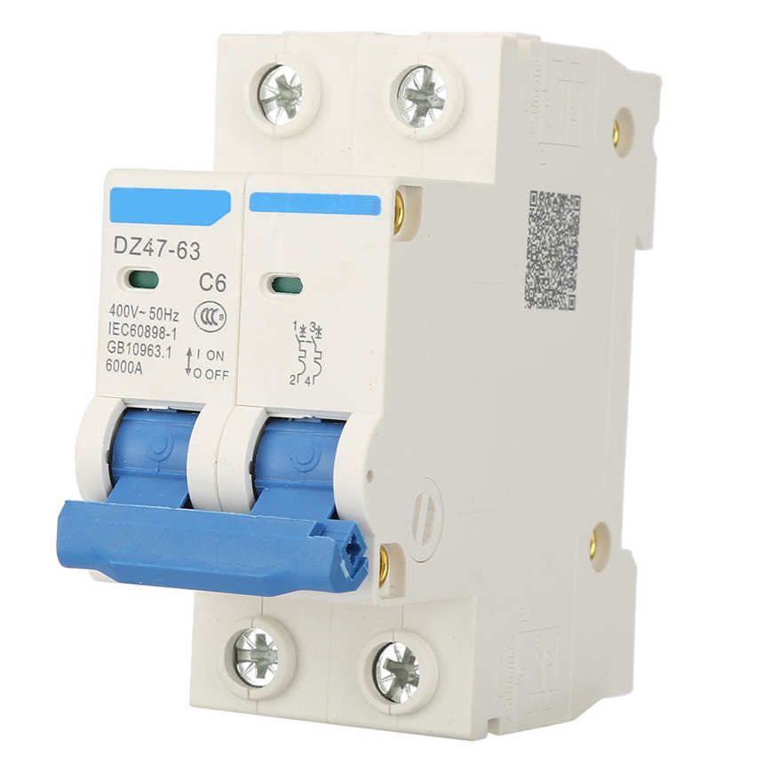 Mini Circuit Breaker DZ47-63 2 P Cutout Switch 400VAC for Solar Energy Car Audio and Amps Protection Miniature