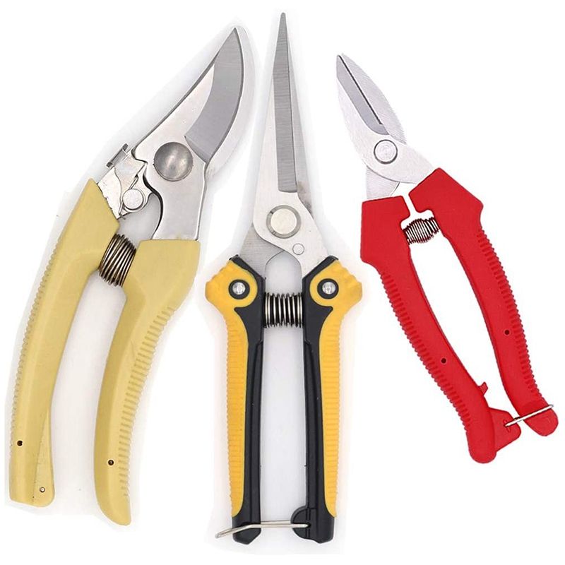 3-Pack Garden Scissors Set,Stainless Steel Sharp Pruner Secateurs,Ergonomically Design Handle Gardening Shears