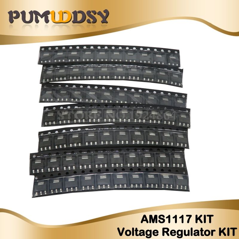 70pcs AMS1117 Voltage Regulator Kit 1.2V/1.5V/1.8V/2.5V/3.3V/5.0V/ADJ 1117 SOT-223 7 values Each 10PCS