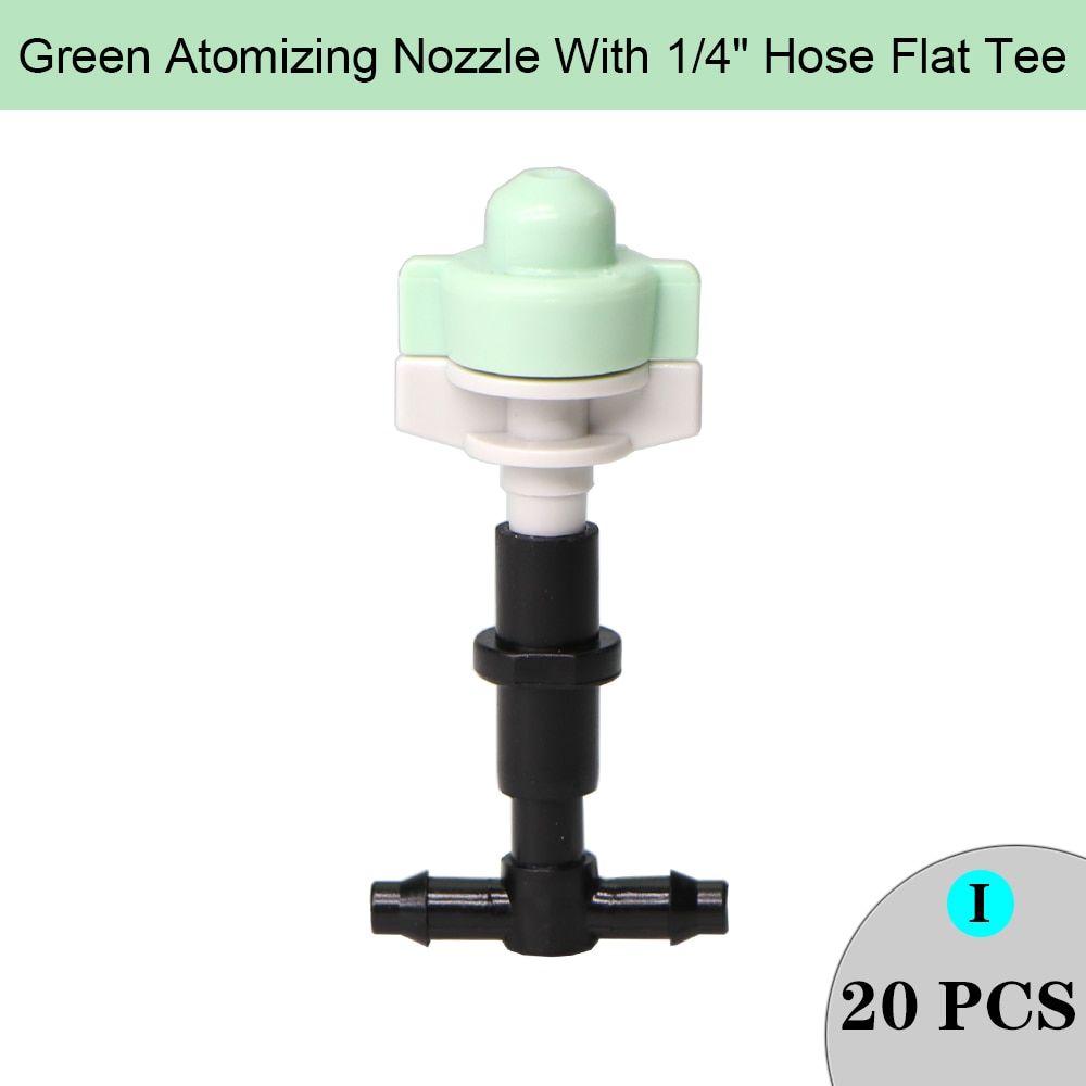 Garden Adjustable Drip Irrigation Misting Nozzle Dripper Sprayer Atomizing Watering Sprinkler With 1/4" Hose Flat Tee Connector