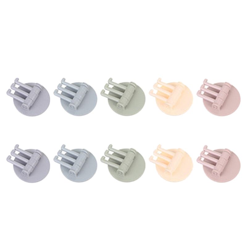 10PCS Seamless Adhesive Hook Rotatable Strong Bearing Stick Hook Kitchen Wall Hanger Bathroom Supplies Hook Bedroom Hook