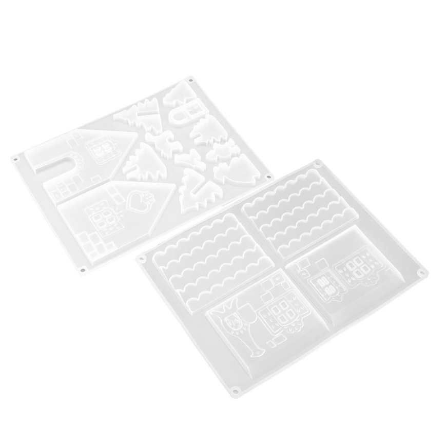 Silicone Mold 2pcs Christmas Resin Molds Flexible Recyclable for Table Wall Decoration