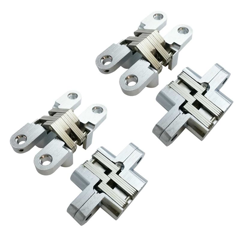 4PCS Cross Hinge Folding Gate Hinges Concealed Invisible Hinge Stainless Steel Wire Drawing 180° for Furniture Door