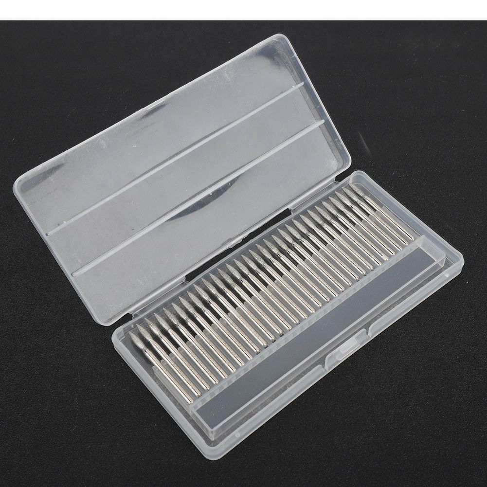 Grinding Bits 30pcs 150Grit Tip Diamond 3mm Electric Grinder Carving Tools for Jade Stone Engraving