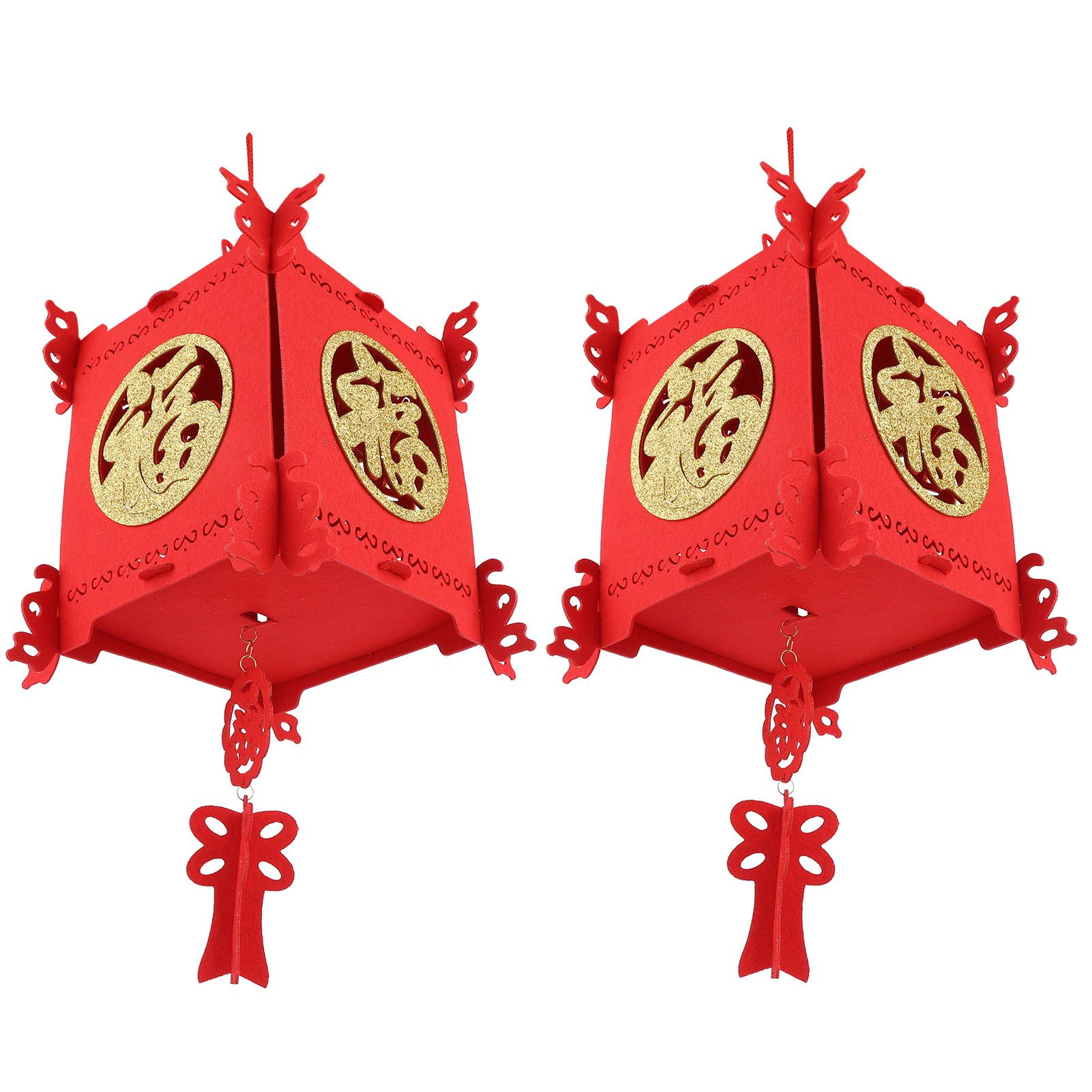 2 Set Chinese Spring Festivals Decoration Lantern Red Gold Home Courtyard Lan HG