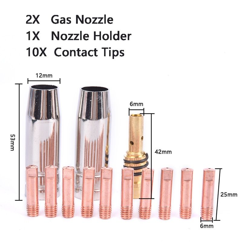 13Pcs 15AK Welding Torch Consumables 0.6/0.8/1.0/1.2mm MIG Torch Nozzle Holder