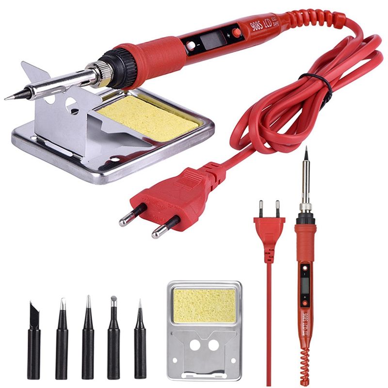 220V 80W LCD Temperature Adjustable Soldering Iron with High-Quality Soldering Iron Tip and Kit,EU Plug
