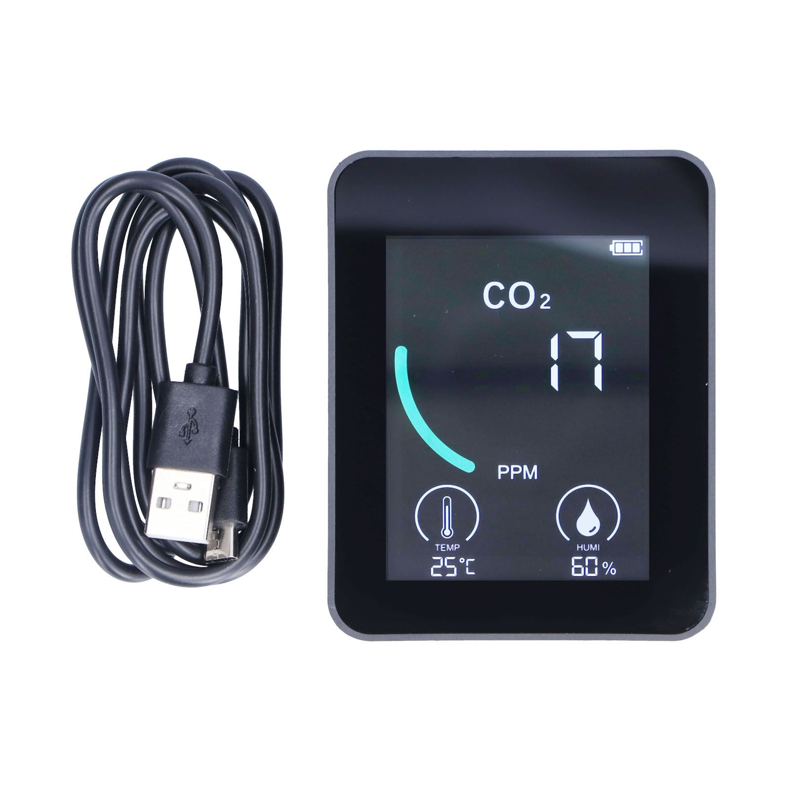 Temperature and Humidity Detector Wide Application LCD CO2 Easy To Install Quick Response for School Family Office