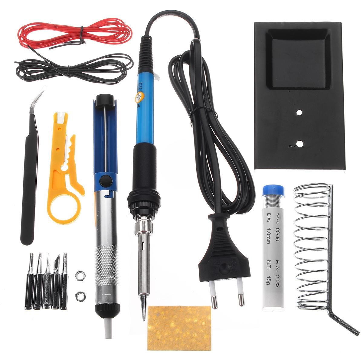 Accessories 60W Adjustable Temperature Electric Soldering Iron Solder Welding Iron Tool Set EU 220V