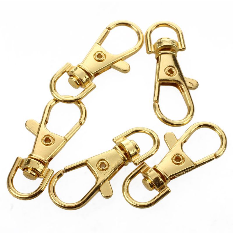 Gold Tone Metal Handbag Strap Ornament Swivel Snap Hook 5 Pcs