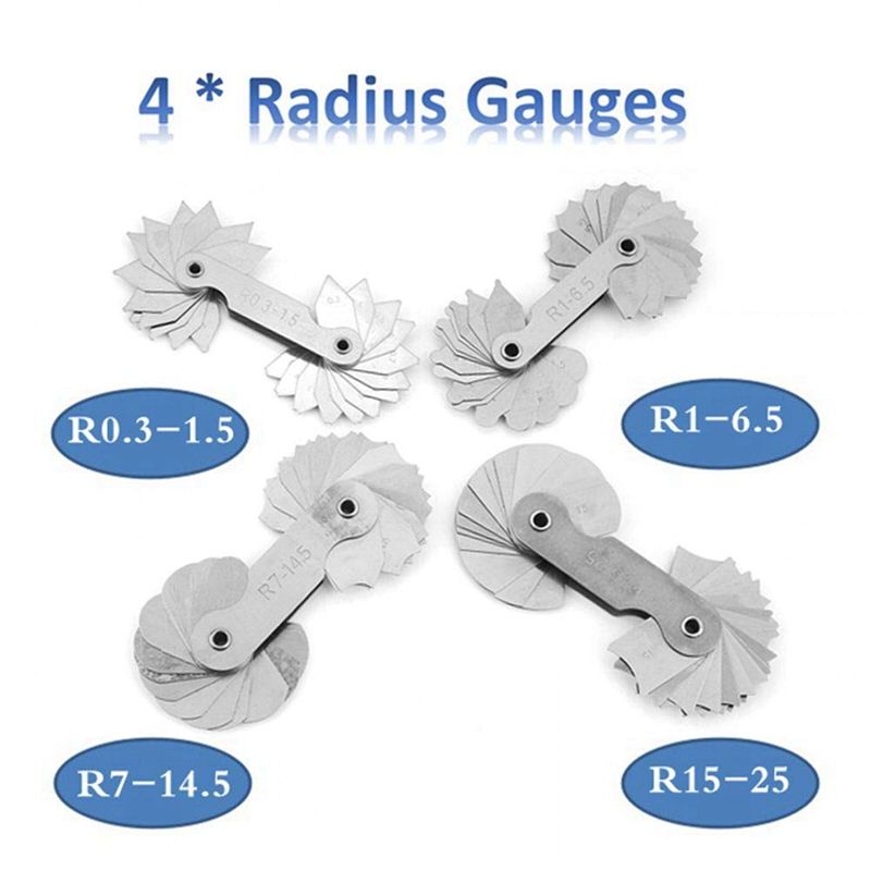 11x Nb1100 Plastic Burr Handle with 10Pc Bs1010 Blades Hand Deburring Tool & 4Pcs Stainless Steel Radius Fillet Gauge