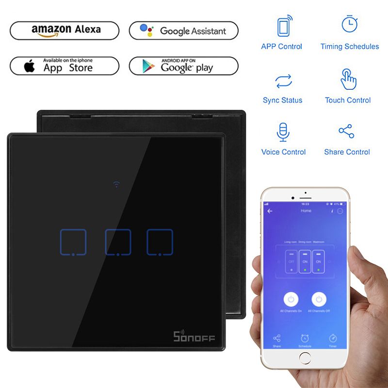 SONOFF T3EU3C-TX SMART WIFI Light Switch Touch Panel Wall Smart Home Automation App（EU & UK &US） hot sell