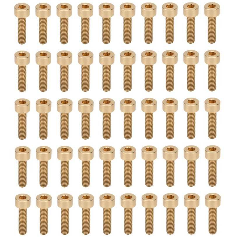 Romeng La 50Pcs Cap Hex Socket Screw Copper Fastener Hardware Tools Industrial Supplies M4