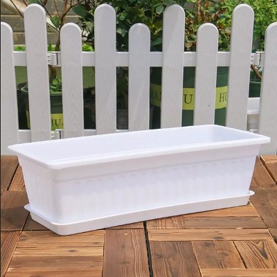 Household Plastic Flowerpot Balcony Grows Vegetable Pot(50x21x14cm With Tray)