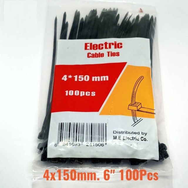6 inch Cable Ties Black 4x150mm 1packet (100pcs) Cable Tie