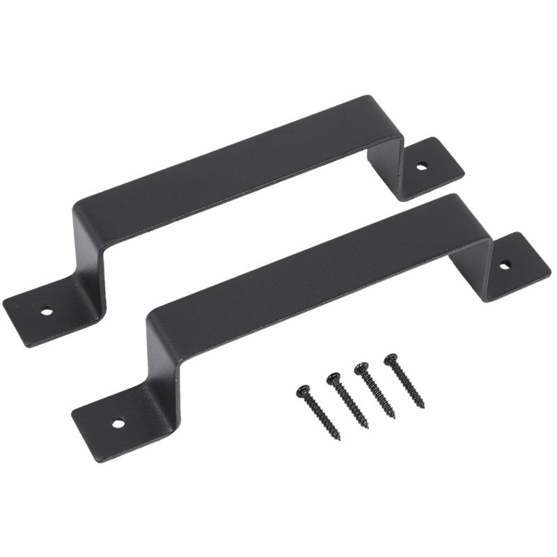 2 Pcs Black Sliding Barn Door Handle Pull Set for Gate Kitchen Furniture Cabinet Closet Drawer Screws Included