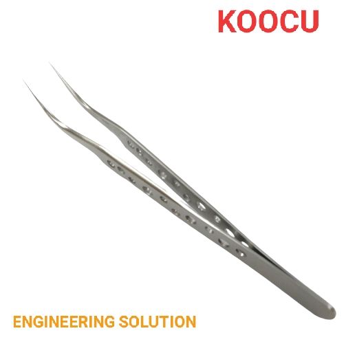 KOOCU Professional Curved Stainless Steel Tweezer -Silver