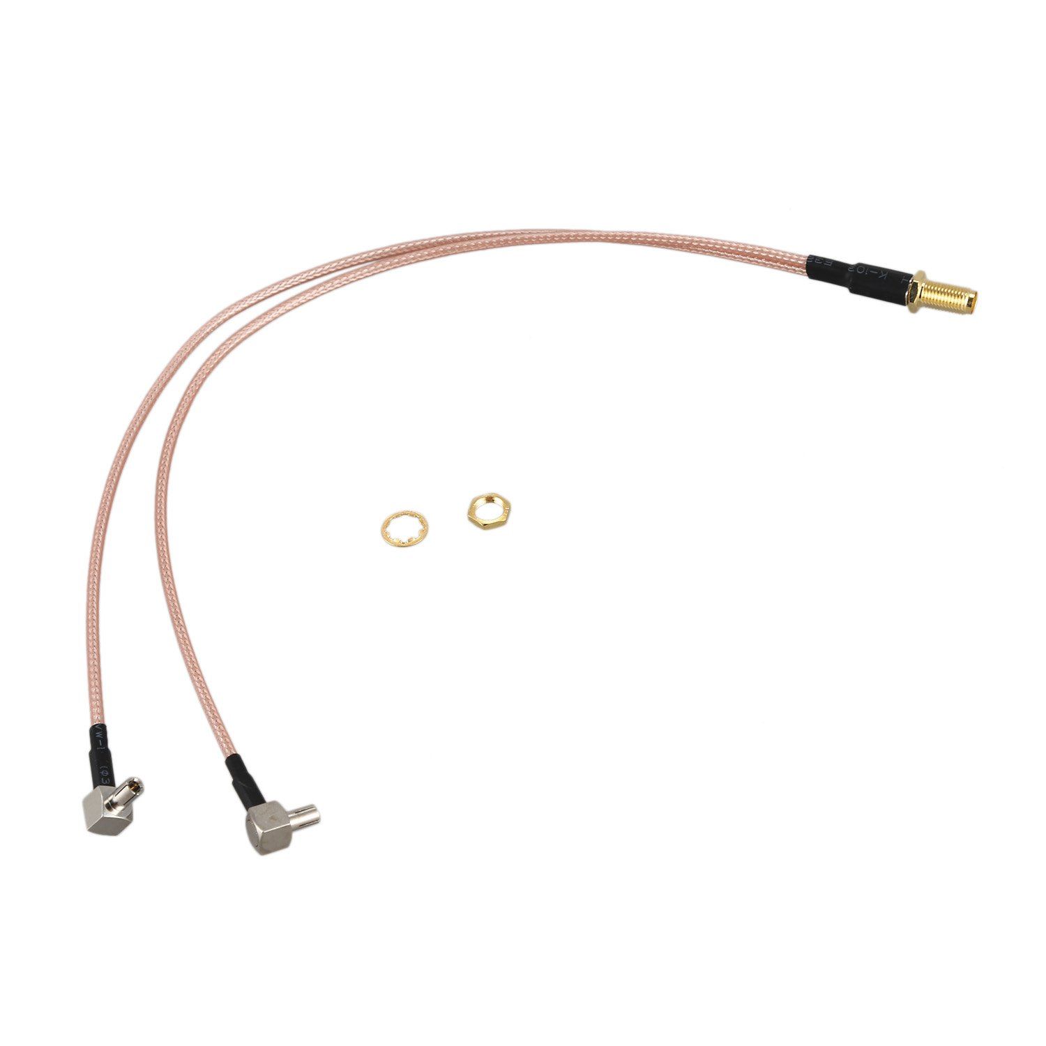 Harmony SMA Female to Y Type 2 X TS9 Male / CRC9 Male Connector Splitter Combiner Pigtail Cable RG 316 30CM Gold