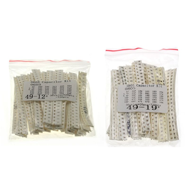 OIMG 720Pcs 0306 Smd Capacitor Kit Assorted Kit 1Pf-10Uf Samples Kit & 720Pc 0805 Smd Ceramic Capacitor Assorted Kit 1Pf-10Uf