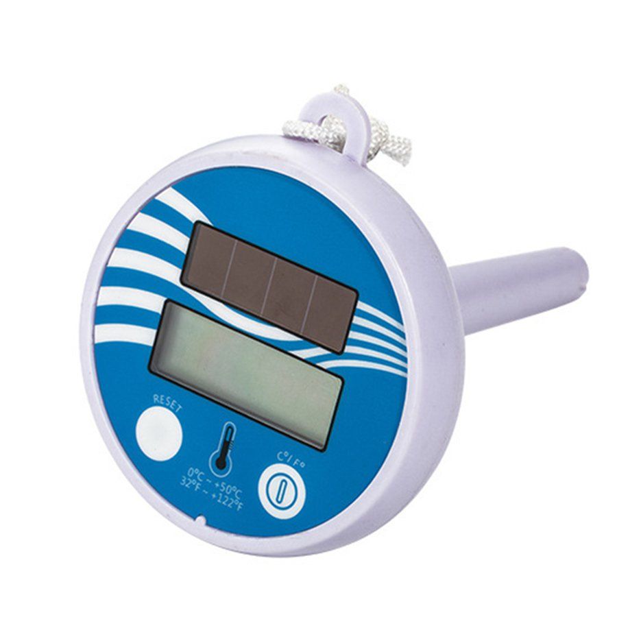1 Piece Digital display floating thermometer Plastic Swimming pool equipment Solar Thermometer with Fahrenheit & Celsius-blue+white