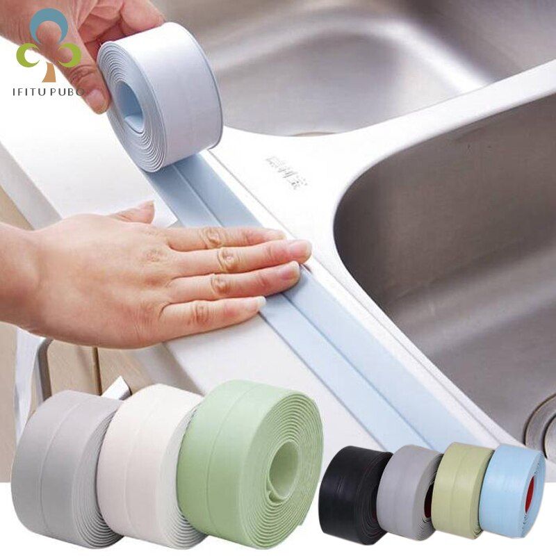 320cmx2.2cm / 320cmx3.8cm 1roll PVC Material Kitchen Bathroom Wall Sealing Tape Waterproof Mold Proof Adhesive Tape 2020 GYH