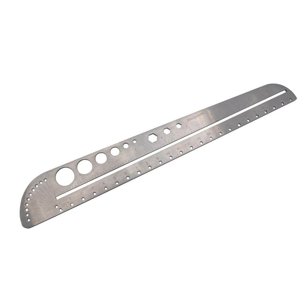 Multifunction Scale Tool Map Landmarks Compasses Ruler Protractor Stainless Steel EDC Ruler