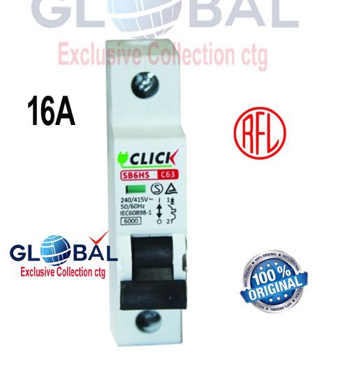 Click Circuit Breaker MCB 1P 6A/10A/16A/20A/32A/63A C 6KA