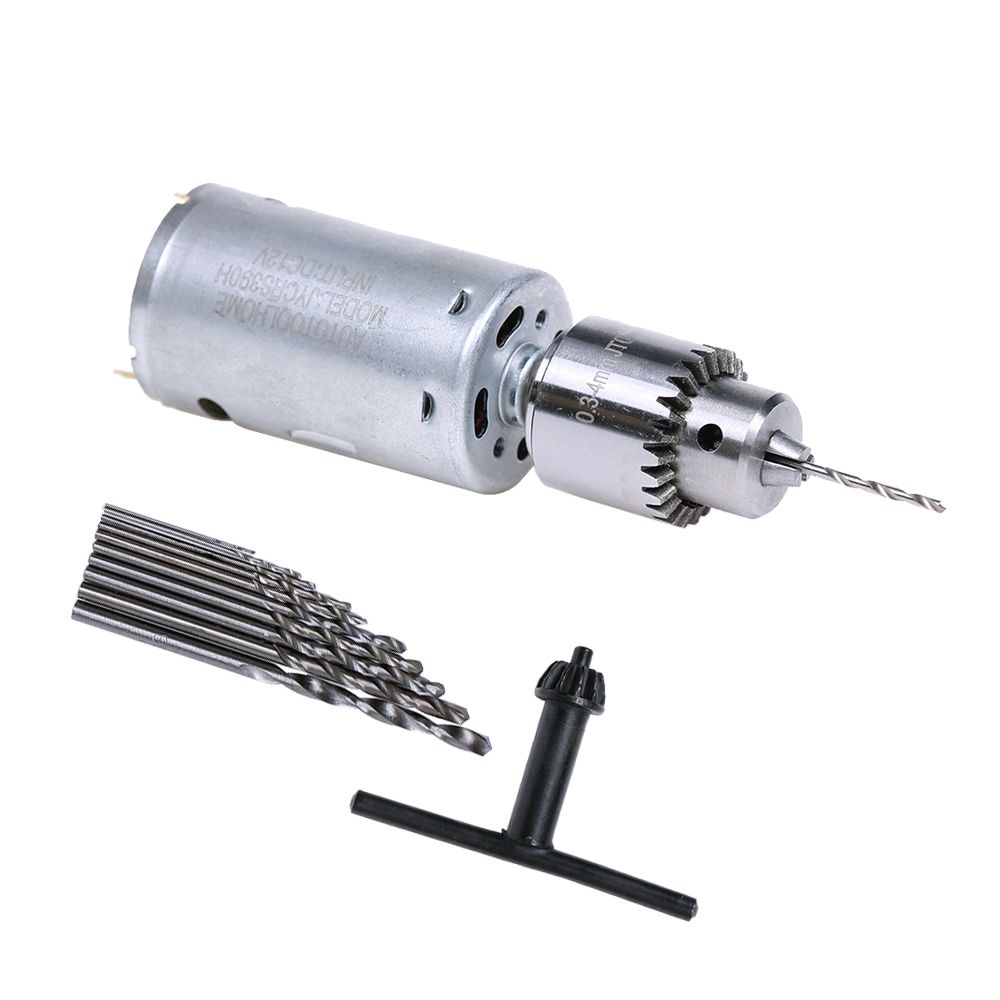 Practical product Dc 12V Motor Small Pcb Hand Drill Drilling Machine Compact Set With 10Pc 0.5-3Mm Drill Bit 0.3-4Mm Jto Keyless Chuck