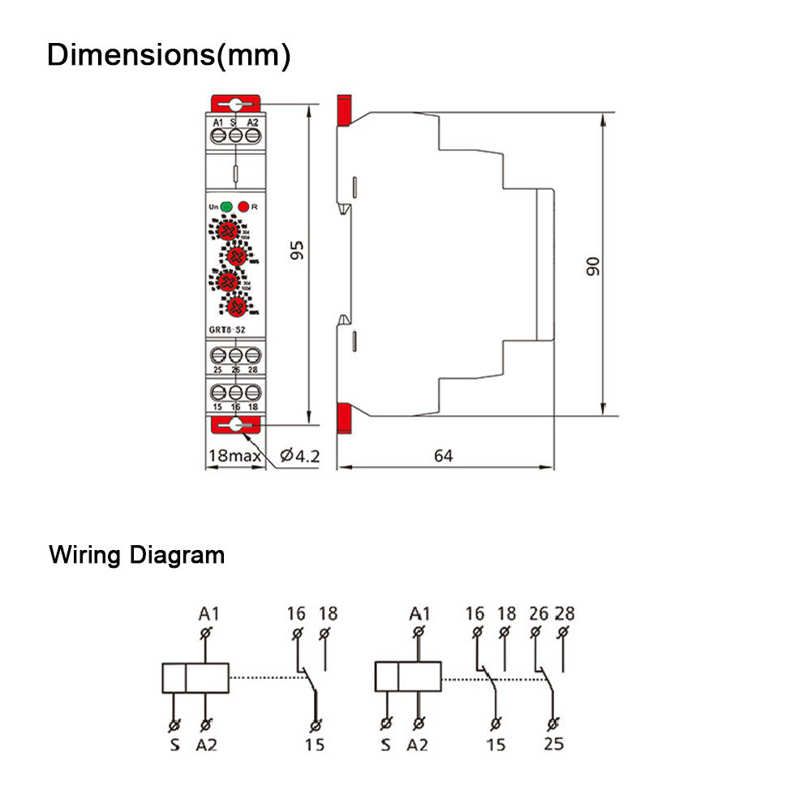 Repeat Cycle Timer Relay GRT8-S2 Mini Asymmetric ON/OFF 220V