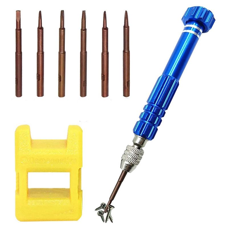 TWEXQNY-Magnetic 6 in 1 Tiny Screw Driver Kit, Small Screwdriver Set Perfect Mini Screws for Cell Phones, Watch, Eyeglass Etc