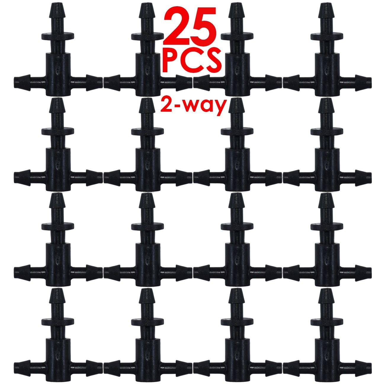 25PCS Barbed 3/5mm 1/8in Hose Straight 2-Way 4-Way Quick Connector Drip Irrigation Garden Pipe Splitter Joint Connect