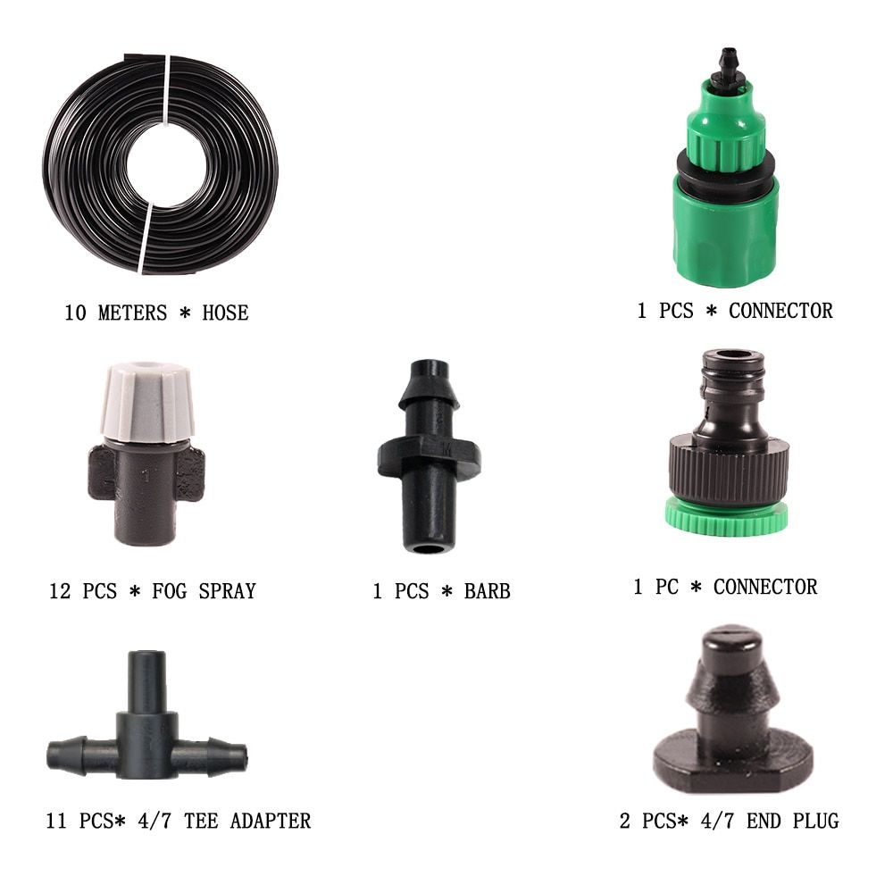 25m DIY Convenient Water Saving To Clean Wide Spray Atomizing Nozzle Set Atomized Greenhouse Family Watering Irrigation Supplies