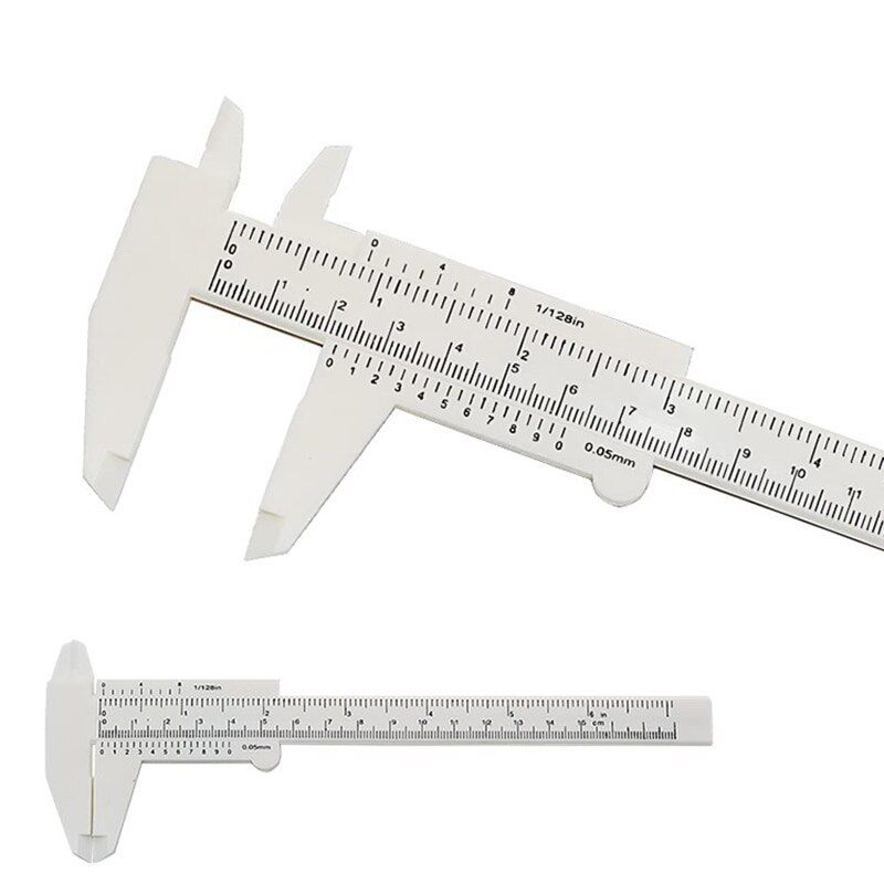Double Scale Plastic Vernier Caliper Ruler Measuring Student Calipers Size Measuring Tool 1Pcs-Type 3 White 0-130MM