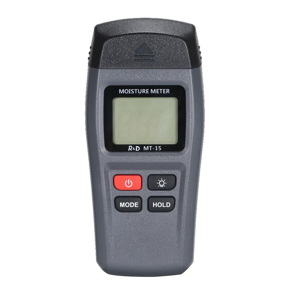 MT-15 Digital Wood Moisture Meter Handheld LCD Lumber Damp Detector Portable Timber Humidity Content Tester Range 1%~99% with 2 Pin Probe