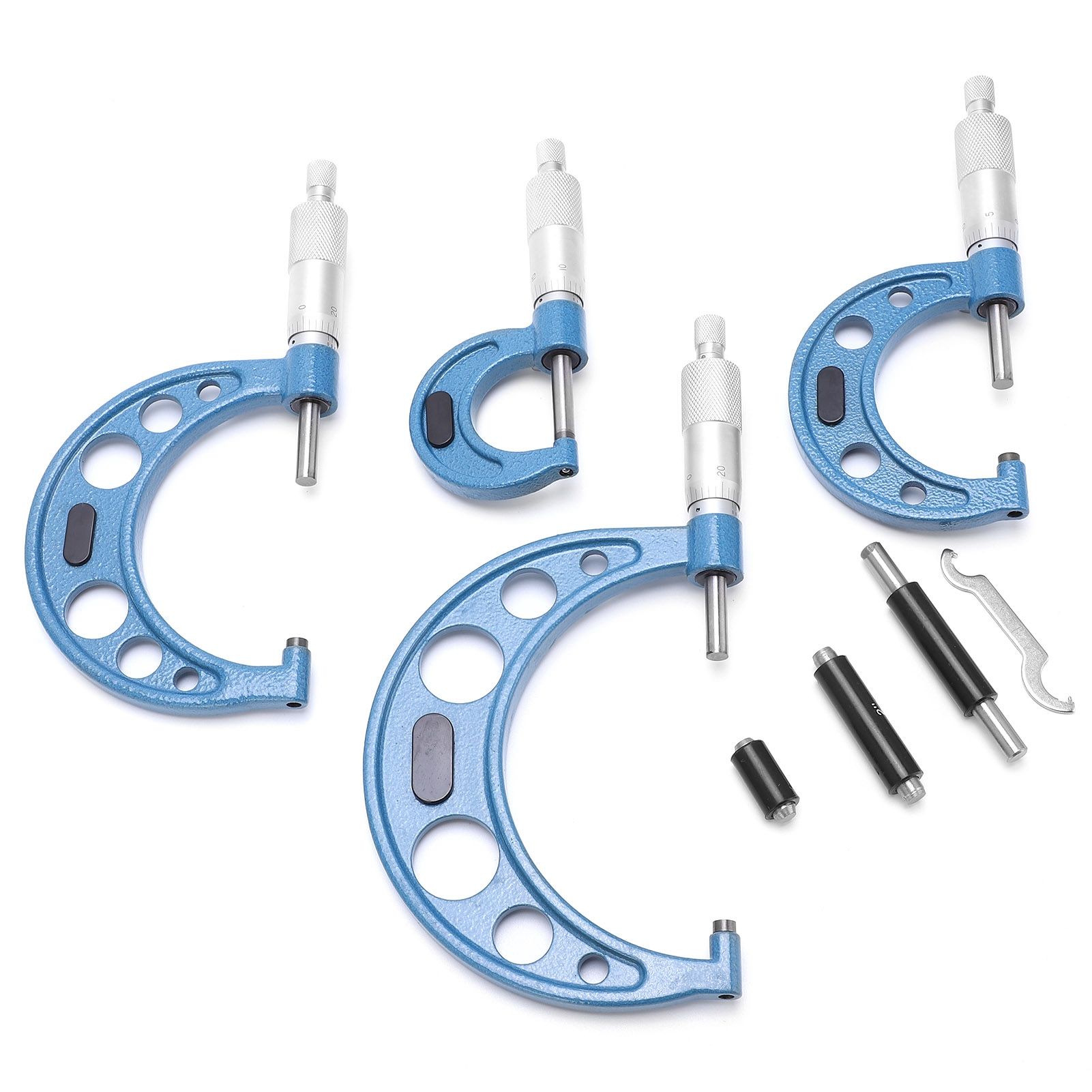 Outside Micrometer Set with Calibration Standards Wrench Accuracy Machinist Tool