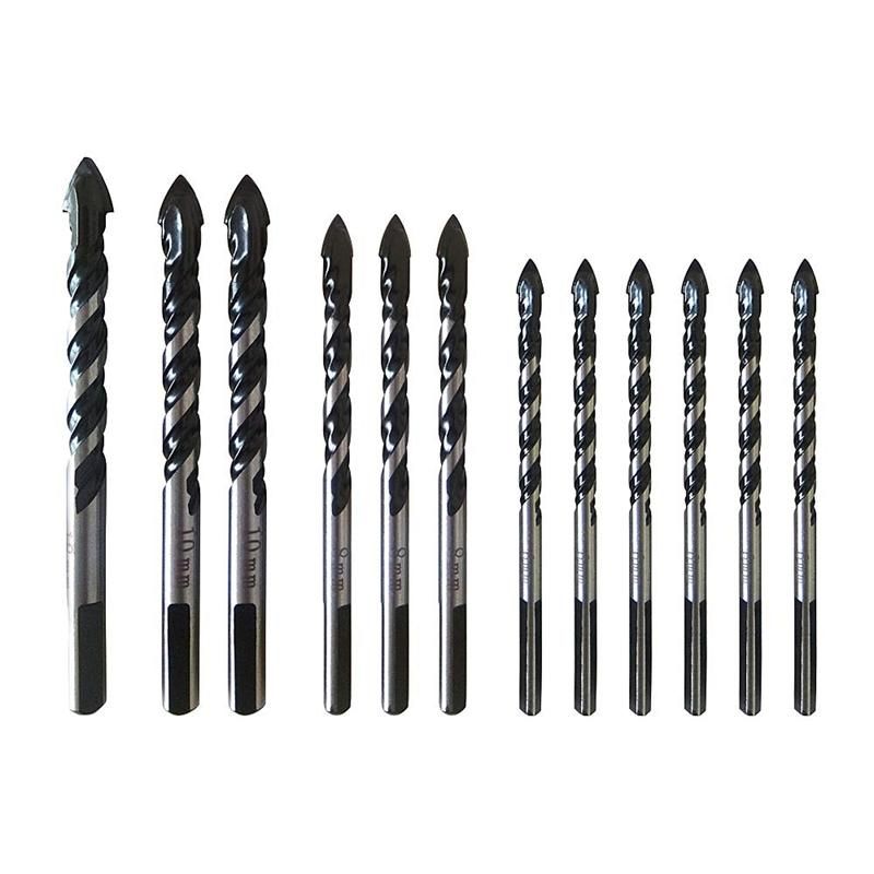 12Pcs Multi Purpose Carbide Tip Drill Bit Set Special Pear Head Drill Bits For Tile, Concrete, Brick, Glass, Ceramic, Plastic And Wood